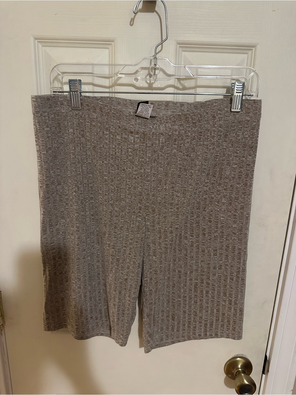 SHEIN Curve Ribbed Biker Shorts in Taupe Heather
